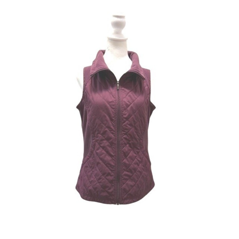 Columbia Womens Quilted Fleece Panel Full Zip Vest Plum Purple Small RN69724